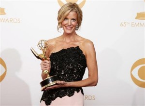 Gunn poses with her award for Outstanding Supporting Actress In A Drama Series at the 65th Primetime Emmy Awards in Los Angeles